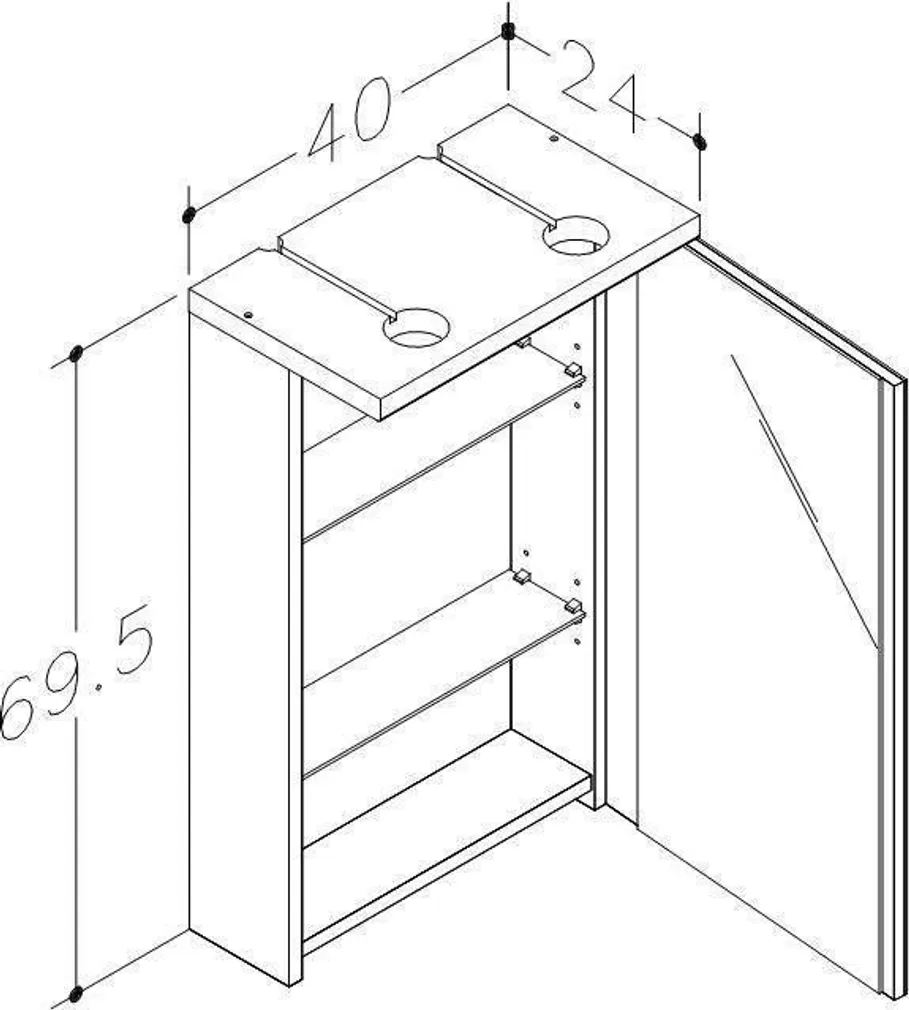 PEEGELKAPP RB BATHROOM QUADRO LED 40X24X69,5CM VALGE