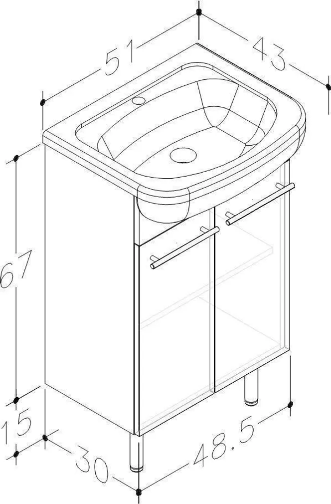 VALAMUKAPP RB BATHROOM QUADRO 51X43,5X85CM VALAMUGA VALGE