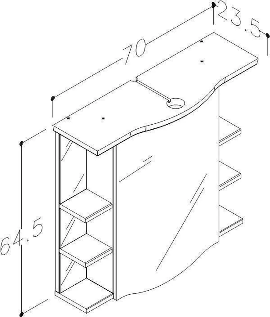 PEEGELKAPP RB BATHROOM PIANO LED 70X23,5X64,5CM VALGE