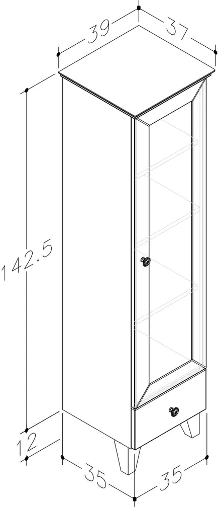 VANNITOAKAPP RB BATHROOM SIESTA 39X37X154,5CM VALGE