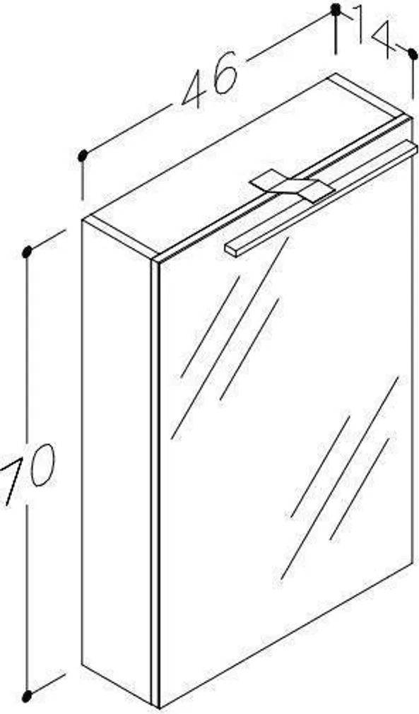 PEEGELKAPP RB BATHROOM SCANDIC LED 46X14X70CM VALGE
