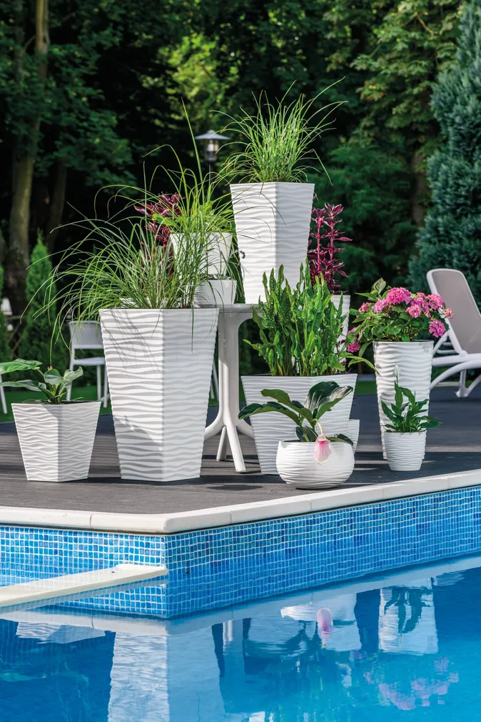 LILLEPOTT FORM-PLASTIC DUNES KANDILINE VALGE 40CM