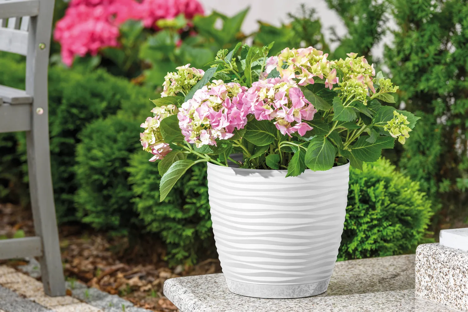 LILLEPOTT FORM-PLASTIC SAHARA ÜMAR VALGE 17CM