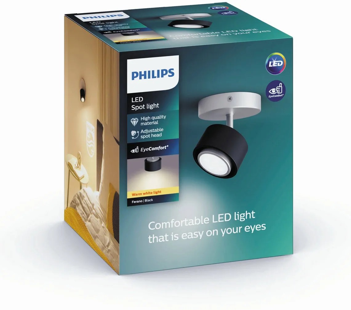 KOHTVALGUSTI PHILIPS FERANO 1X4,5W MUST