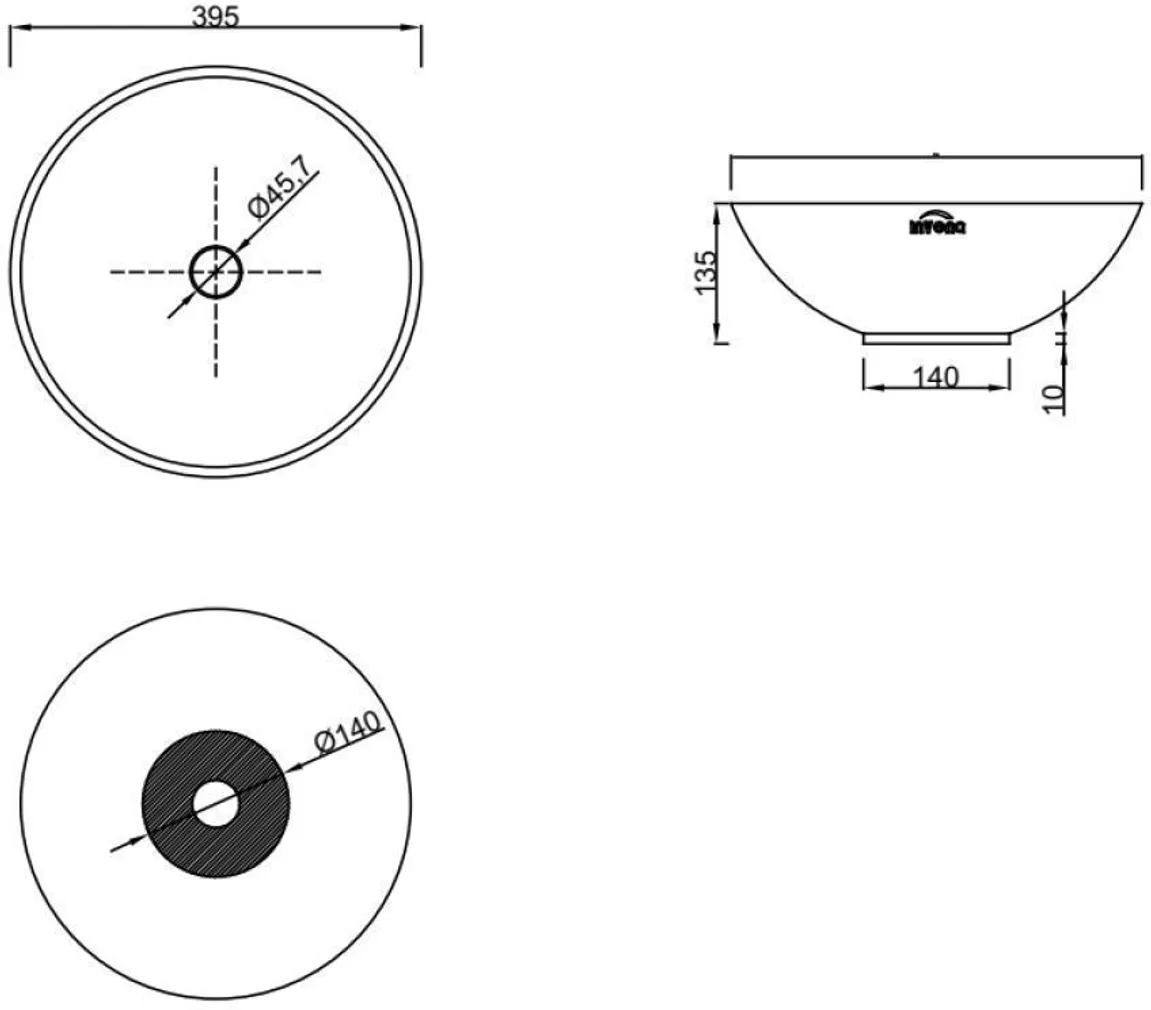 VALAMU INVENA DOKOS Ø39,5X13,5MM PINNAPEALNE MUST-VALGE