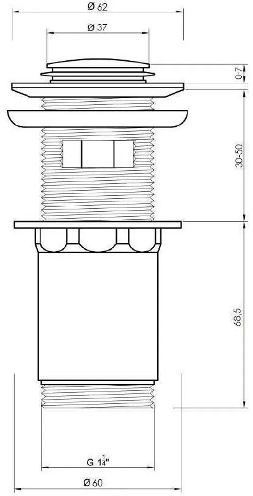 VALAMU ÄRAVOOLUPESA INVENA CLICK-CLACK ÜLEJOOKSUGA 1 1/4" KROOM