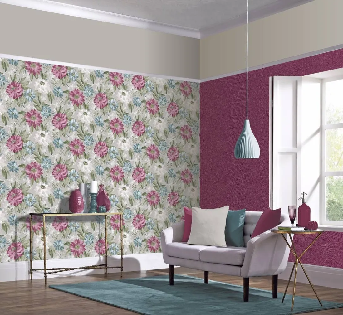 TAPEET ARTHOUSE PAINTED DAHLIA RASPBERRY MULTI