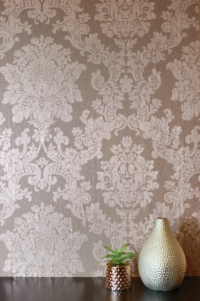 TAPEET ARTHOUSE FOIL DAMASK ROSE GOLD