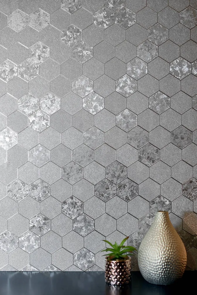 TAPEET ARTHOUSE FOIL HONEYCOMB SILVER