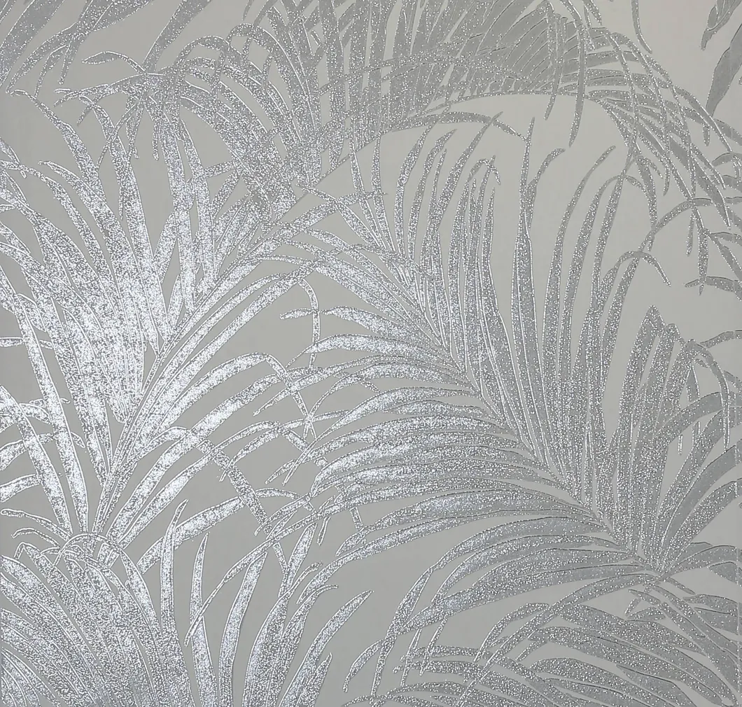TAPEET ARTHOUSE PALM SILVER GREY KISS FOIL