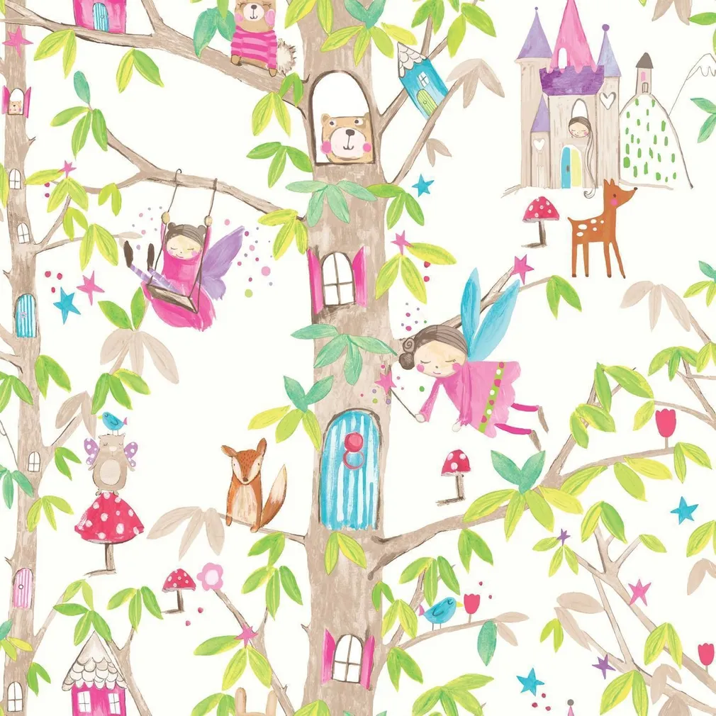 TAPEET ARTHOUSE WOODLAND FAIRIES WHITE