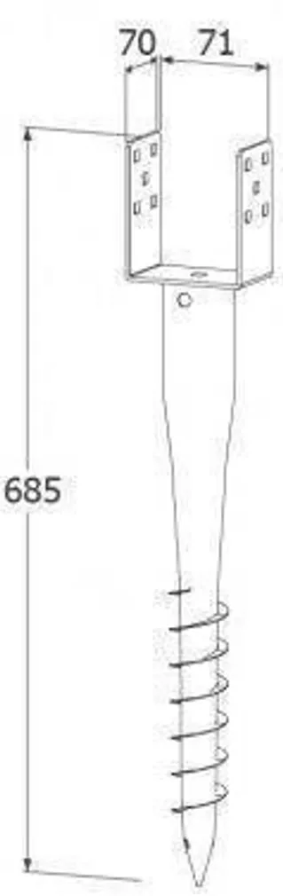 KRUVIVAI HJFASTENERS 70X70X685X1,8MM KEERATAV