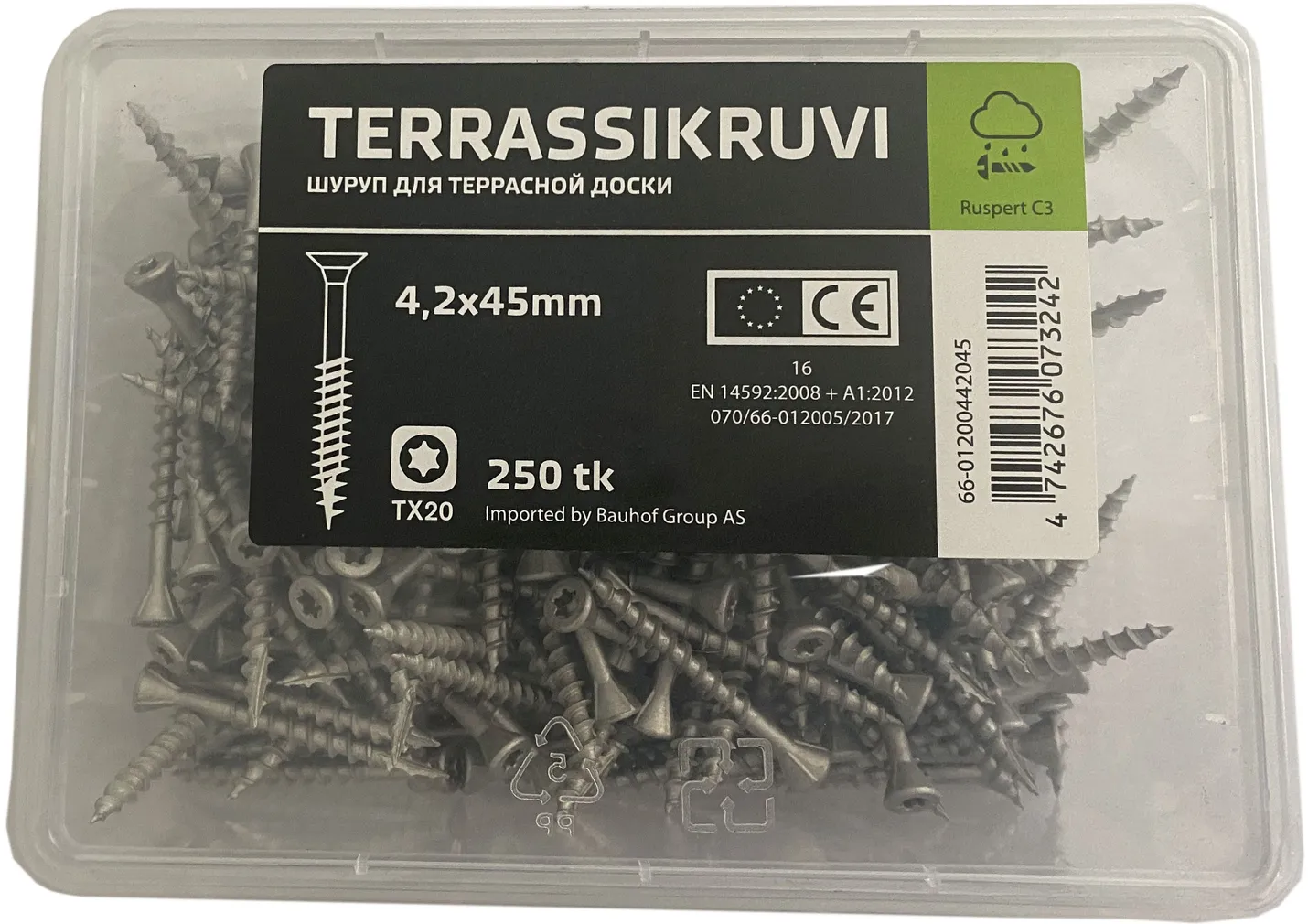 TERRASSIKRUVI CLINT 4,2X45 RUSPERT 250 TK/PAKIS