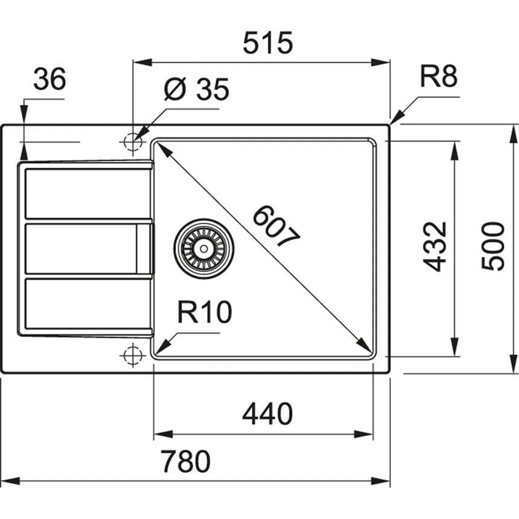 VALAMU FRANKE SIRIUS S2D611-78XL TEKTONIIT 780X500X200MM MUST