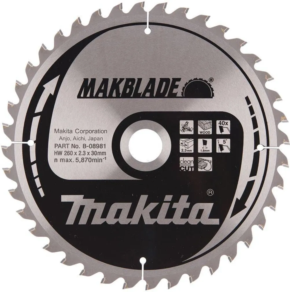 SAEKETAS MAKITA 260X30X2,3MM 40T CLEAN CUT