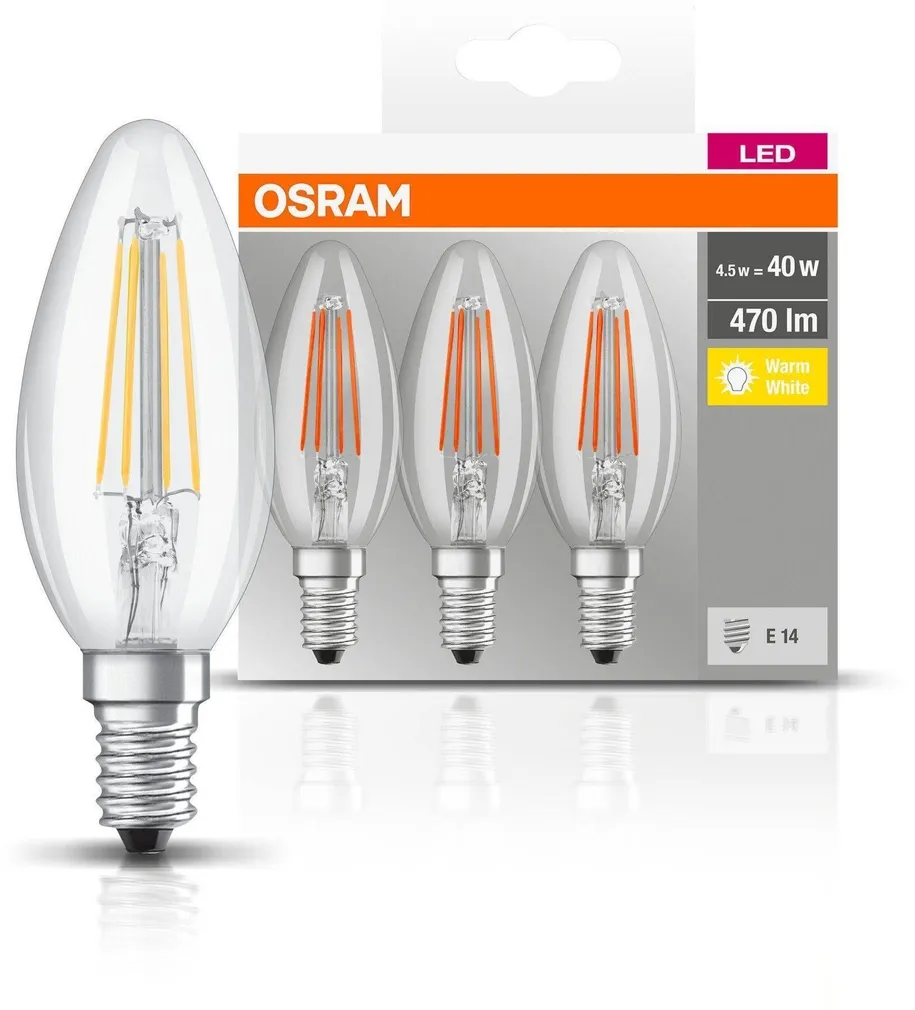 LED LAMP OSRAM 4W B40 827 FIL E14 3TK PAKIS 