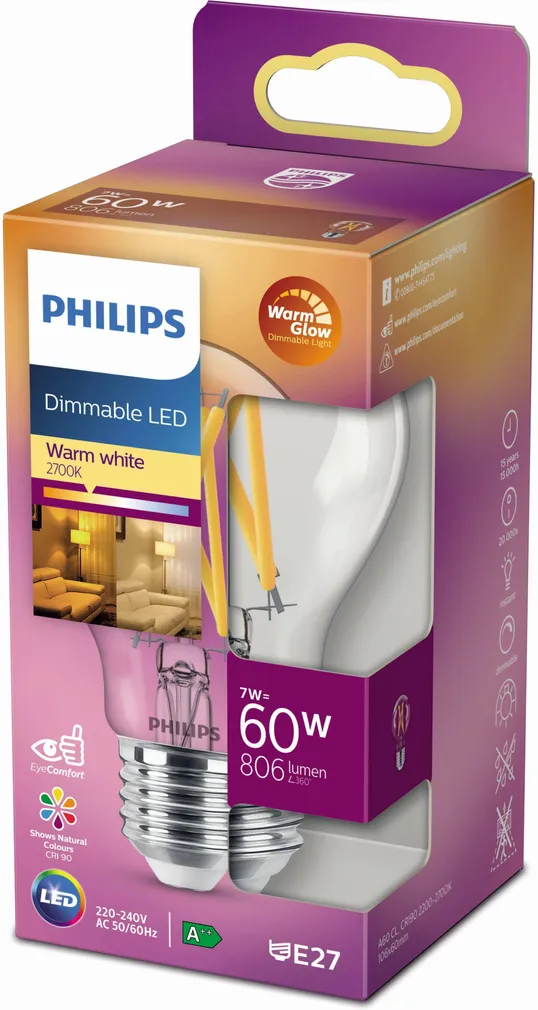 LED LAMP PHILIPS CLASSIC 7W A60 E27 FIL KLAAS WGD90 PHILIPS