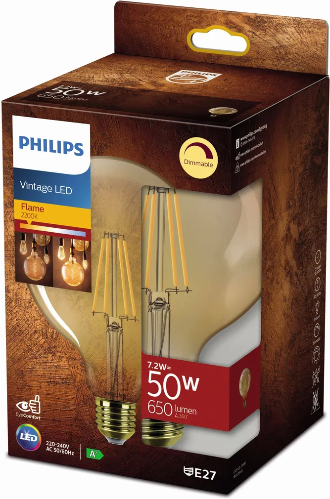 LED LAMP PHILIPS CLASSIC 7,2W G120 E27 2200K KLAAS KULDNE PHILIPS