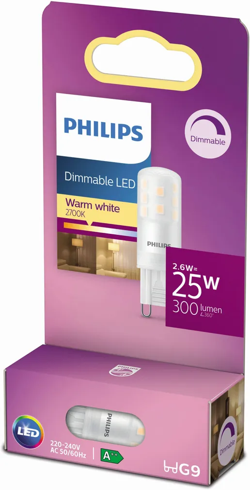 LED LAMP PHILIPS 2,6W G9 WW 230V TIMMITAV PHILIPS