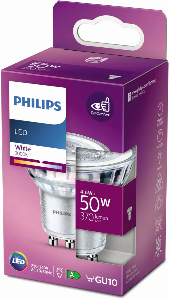 LED LAMP PHILIPS CLASSIC 4,6W GU10 3000K 60D PHILIPS