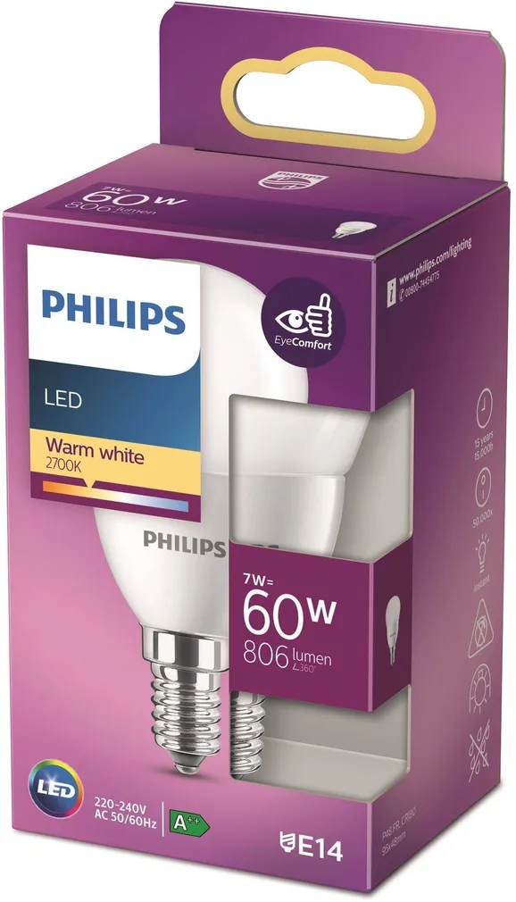 LED LAMP PHILIPS 60W P48 E14 2700K MATT PHILIPS