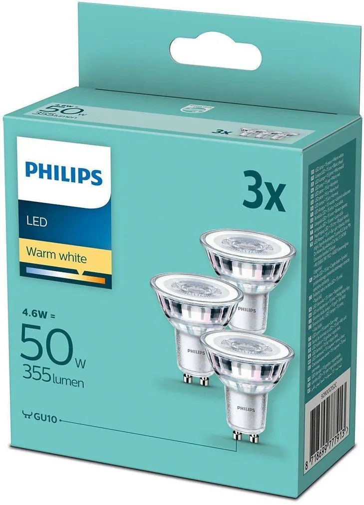 LED LAMP PHILIPS CLASSIC 4,6W GU10 36D 2700K 3TK PAKIS PHILIPS