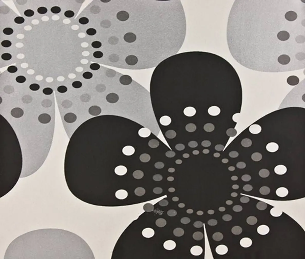 TAPEET DUTCH WALLCOVERINGS BEHANG RETRO BLOEM ZWART/ZILVER