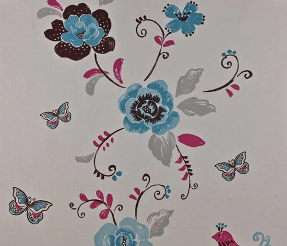 TAPEET DUTCH WALLCOVERINGS BEHANG VOGEL TURQUOISE