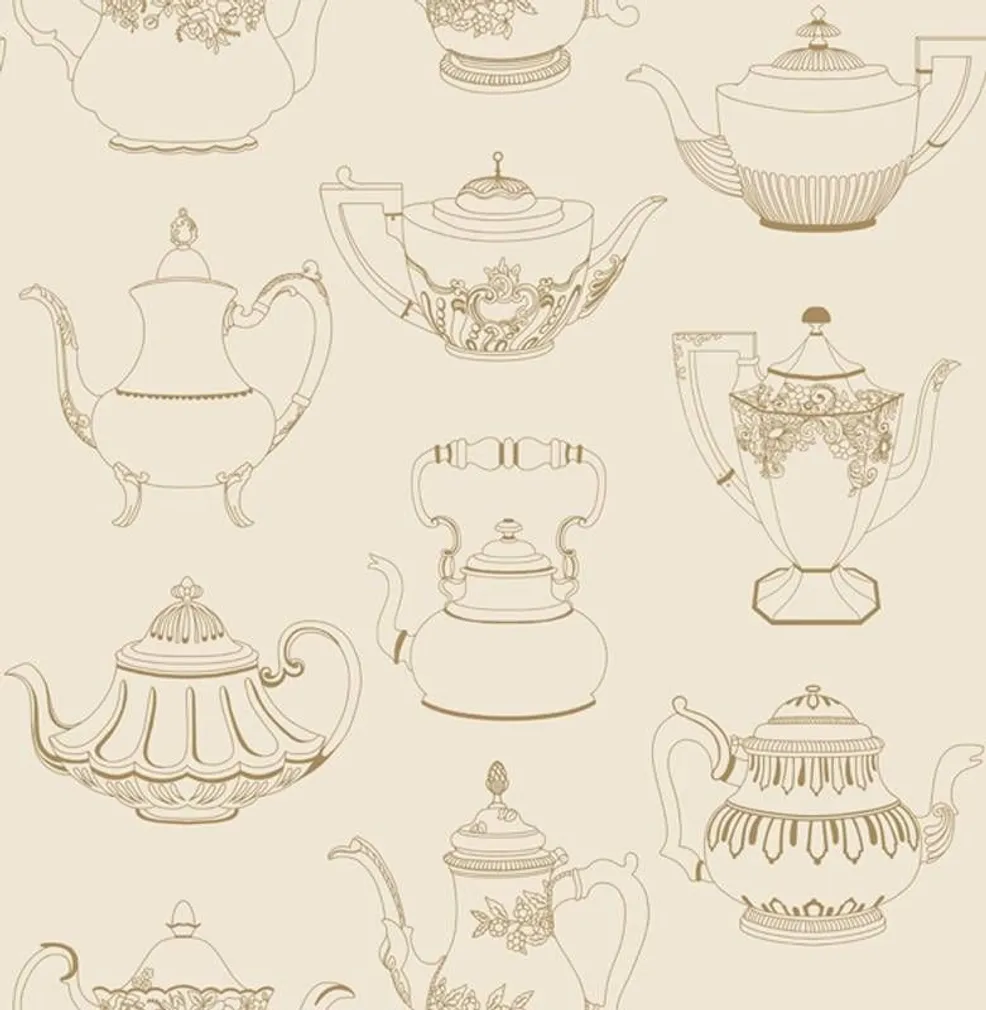 TAPEET DUTCH WALLCOVERINGS BE DIFFERENT THEEPOT CREME/GOUD