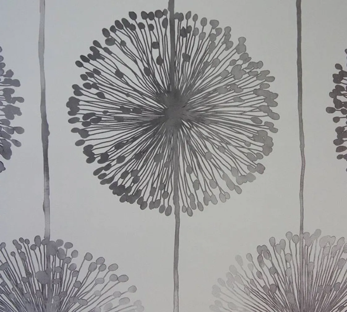 TAPEET DUTCH WALLCOVERINGS BEHANG BLOEM WIT/ZILVER