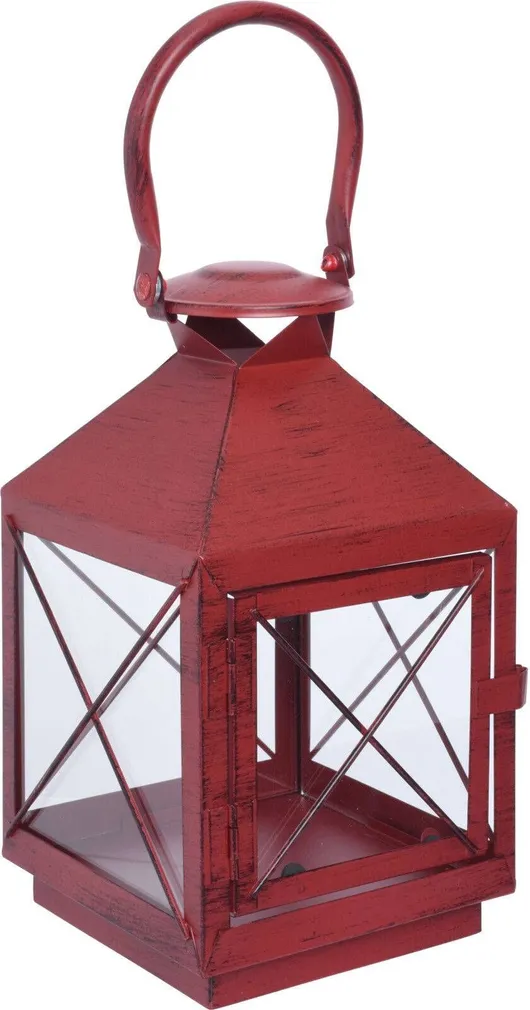 LATERN 14,5X14X25CM METALL/KLAAS PUNANE