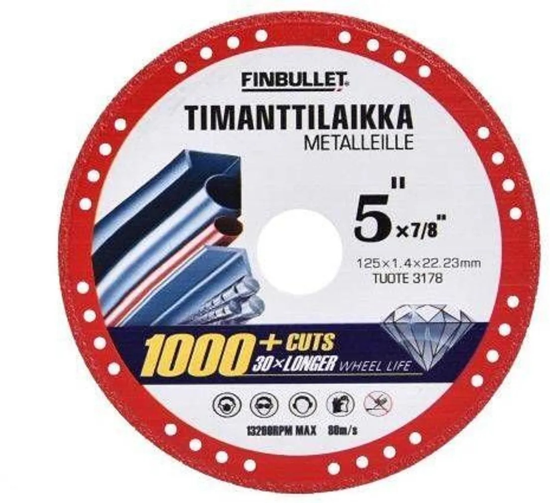 TEEMANTKETAS METALLILE FINBULLET 125X1.4X22,23MM