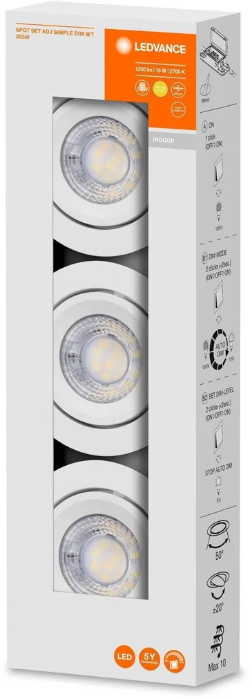 RIPPLAEVALGUSTI KOMPLEKT LEDVANCE 3X5W LED 2700K 400LM A++