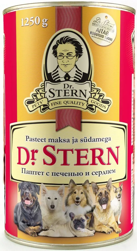 LEMMIKLOOMA KOERAKONSERV DR.STERN MAKSA JA SÜDAME PASTEET 1,25KG