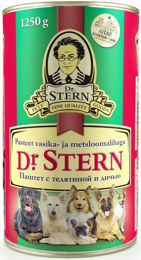 LEMMIKLOOMA KOERAKONSERV DR.STERN VASIKA JA METSLOOMALIHAST 1,25KG