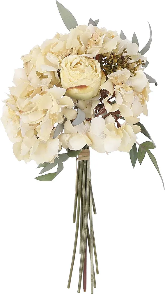 KUNSTLILLE KIMP MICA DECORATIONS HORTENSIAD JA ROOSID KREEMJAS 30X16CM