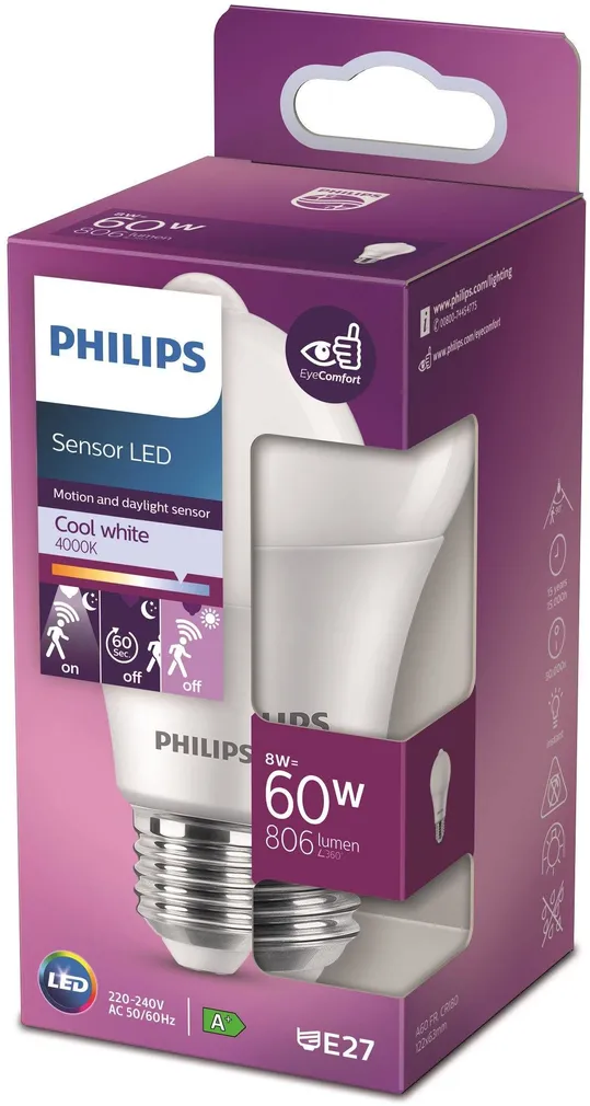 LED LAMP PHILIPS 8W E27 806LM 4000K LIIKUMISANDURIGA