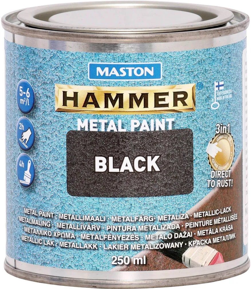 METALLIVÄRV MASTON HAMMER 250ML VASARALAKK MUST