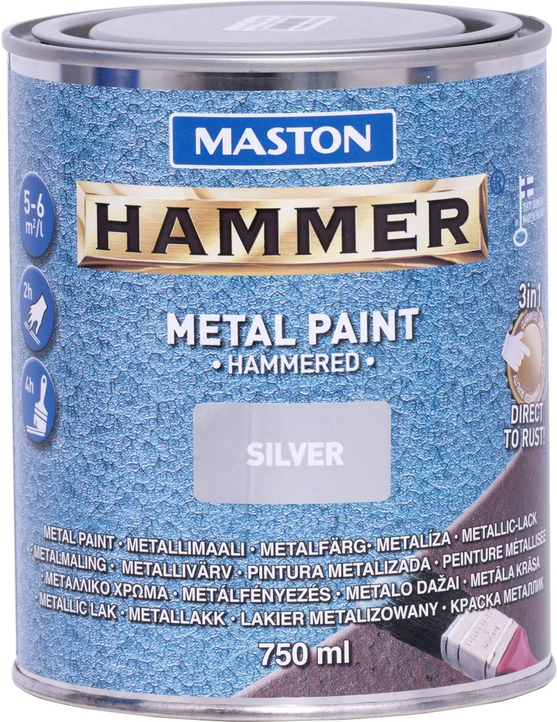 METALLIVÄRV MASTON HAMMER 750ML VASARALAKK HÕBE