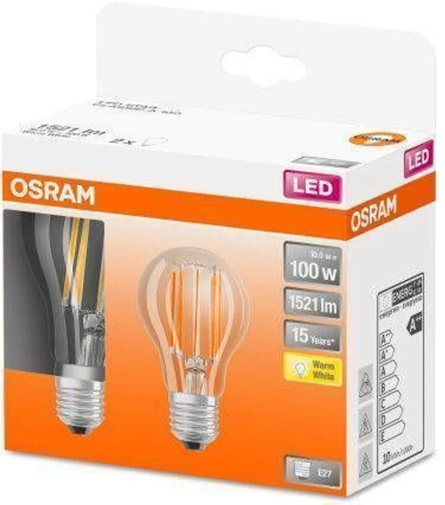 LED LAMP OSRAM 10W E27 A60 1521LM 2700K 2TK PAKIS