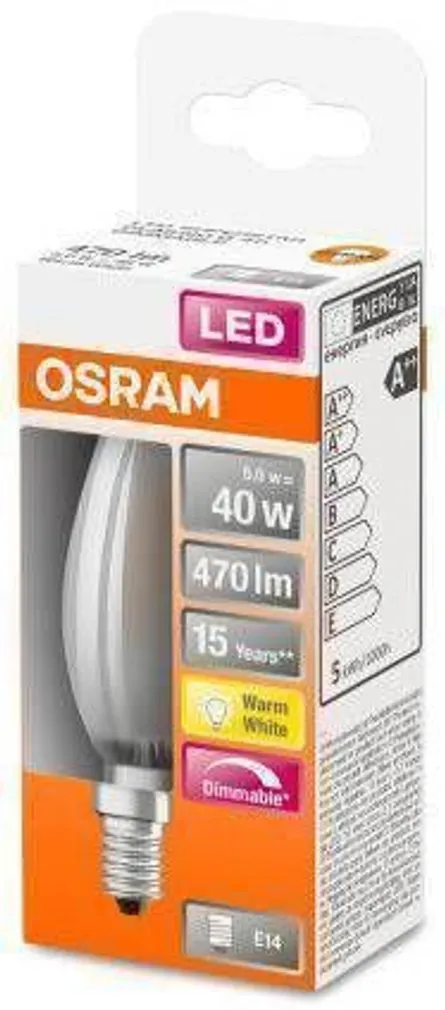 LED LAMP OSRAM 5W E14 B35 470LM 2700K DIMMERDATAV 