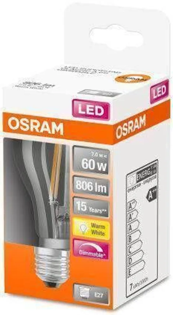 LED LAMP OSRAM 7W E27 A60 806LM 2700K DIMMERDATAV 