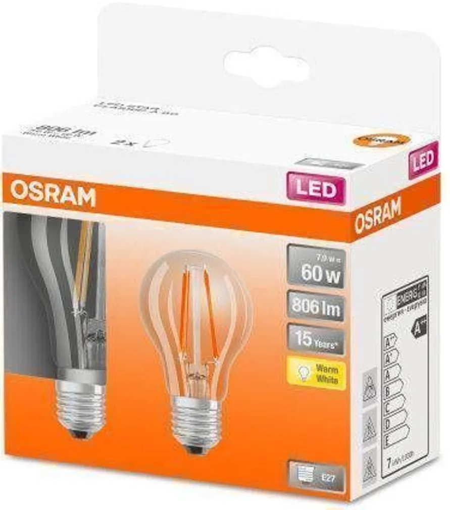 LED LAMP OSRAM 7W E27 A60 806LM 2700K 2TK PAKIS