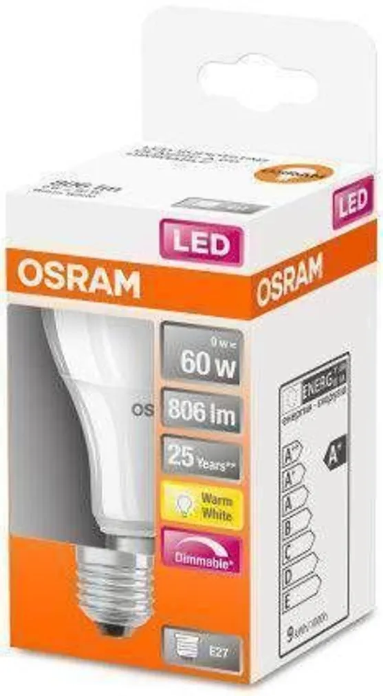 LED LAMP OSRAM 9W E27 A60 806LM 2700K DIMMERDATAV 