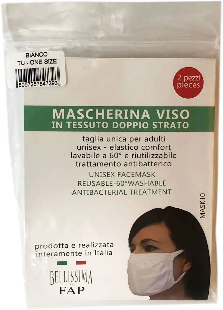 NÄOMASK BELLISSIMA VALGE 2 TK PAKIS