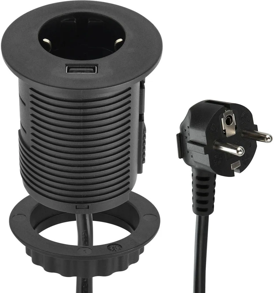 PIKENDUSJUHE ELECTRALINE TOWER USB H05VV-F 3G1,0MM² 2M 16A LK LÜLITI