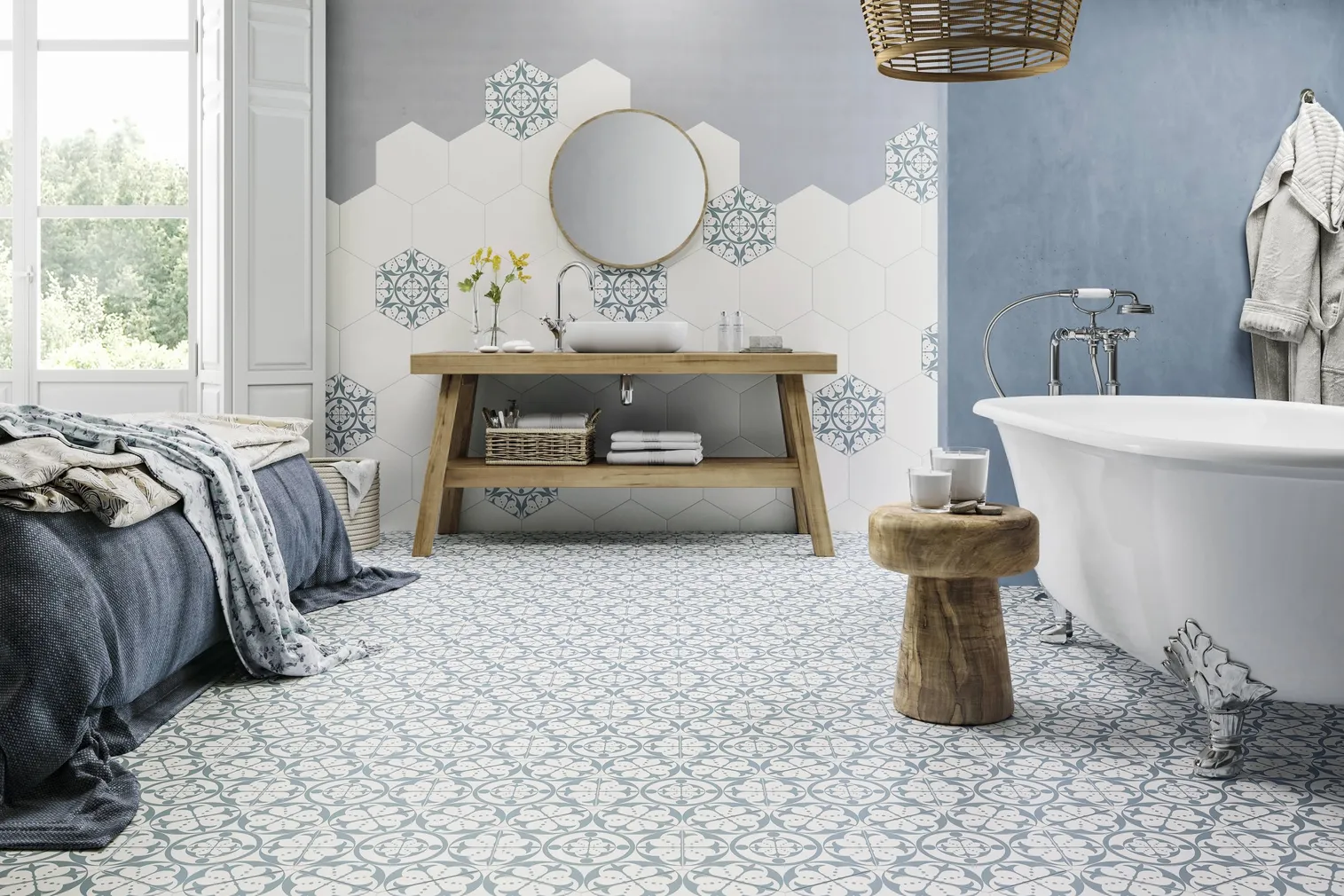 SEINAPLAAT REALONDA HEX CARNABY SKY 28,5X33 1M² PAKIS