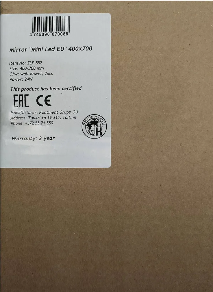 PEEGEL KONTINENT MINI LED VALGUSTUSEGA 40X70CM