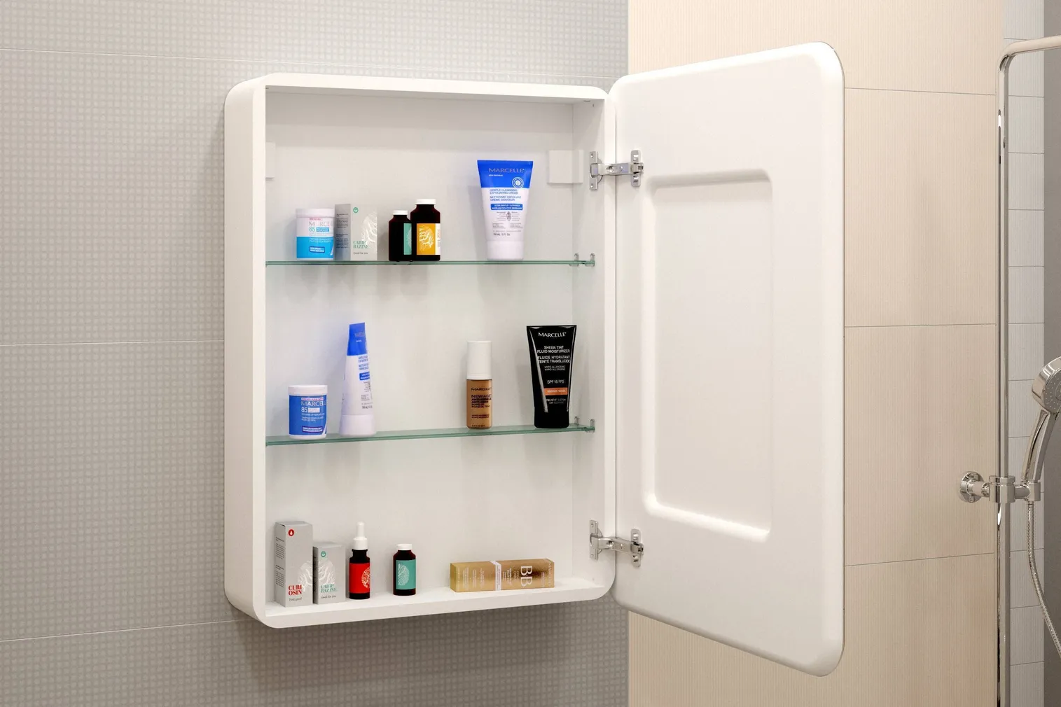 PEEGELKAPP KONTINENT ELLIOT 60X80X15CM VALGE PAREM