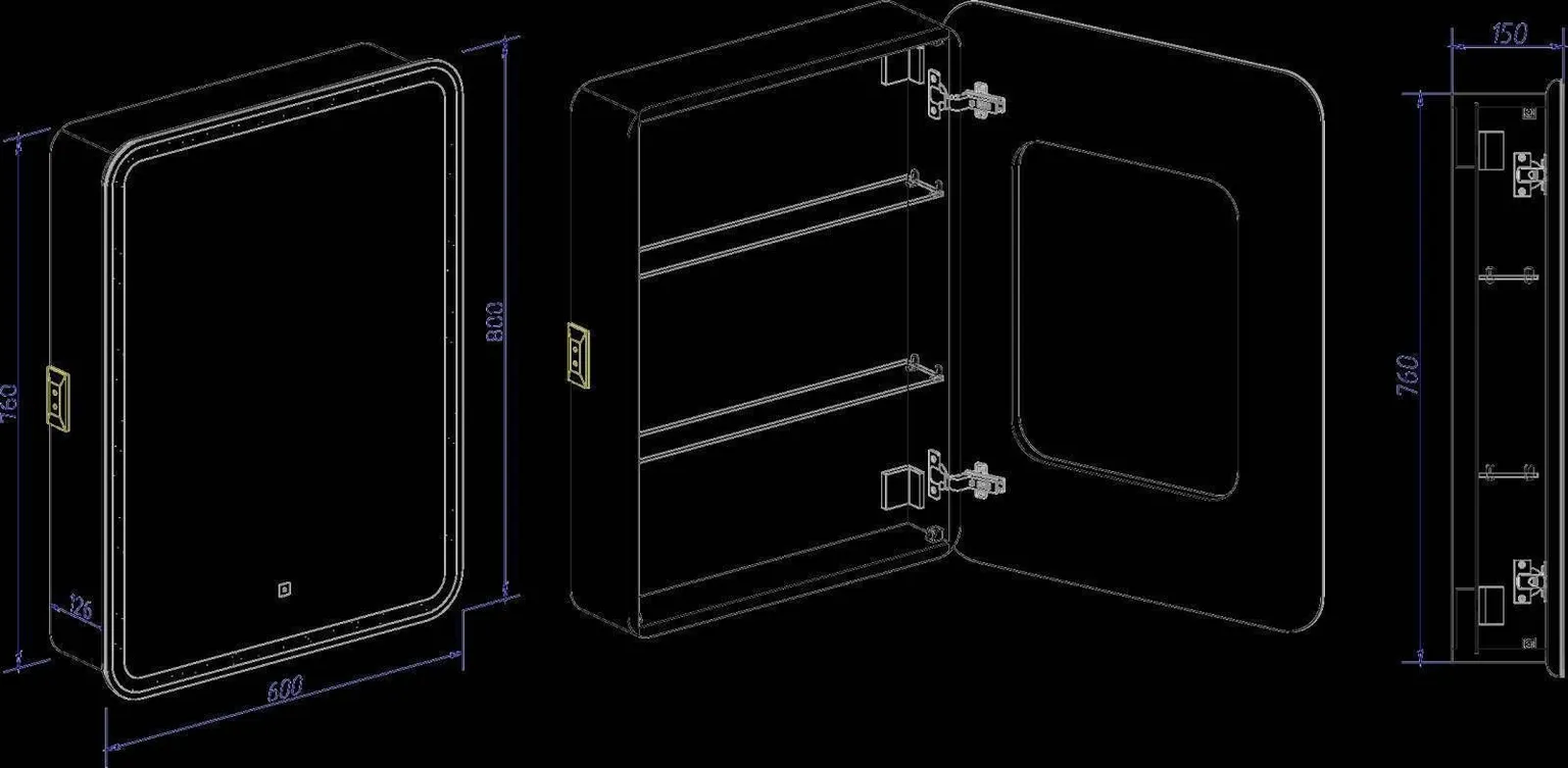 PEEGELKAPP KONTINENT ELLIOT 60X80X15CM VALGE PAREM